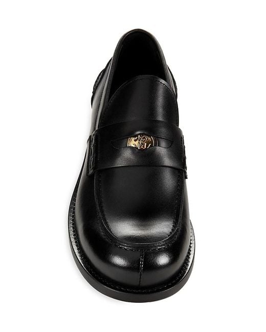 Roberto Cavalli Black Leather Penny Loafers for men