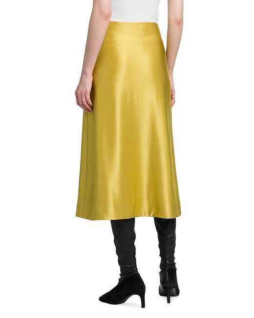 Jil Sander Yellow Matte Satin Midi-Skirt