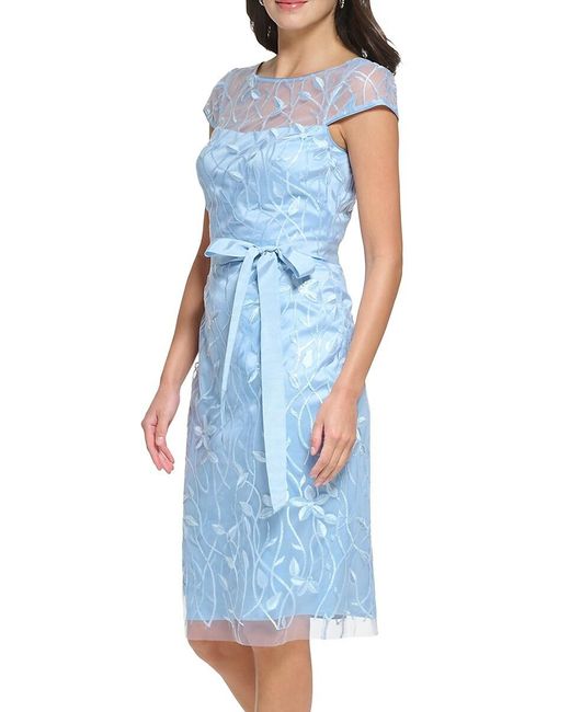 Eliza J Blue Embroidered Sheah Dress