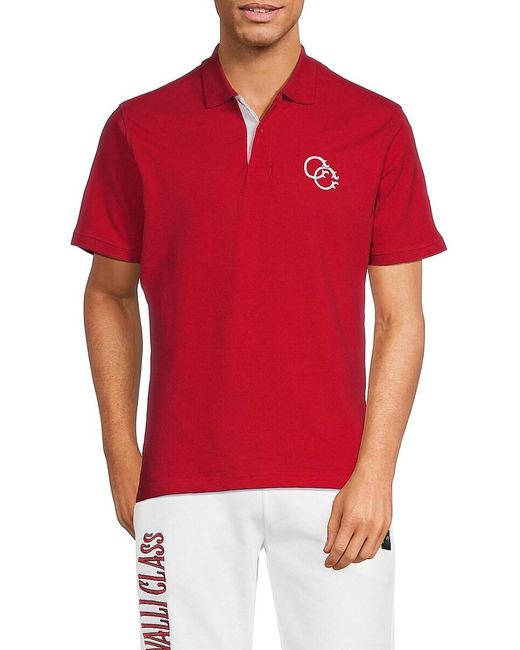 Class Roberto Cavalli Red Logo Embroidery Polo for men