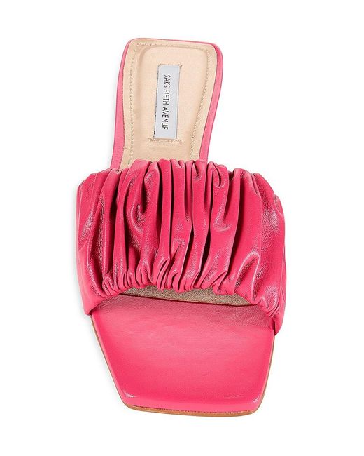 Saks Fifth Avenue Pink Scrunch Leather Flat Sandals