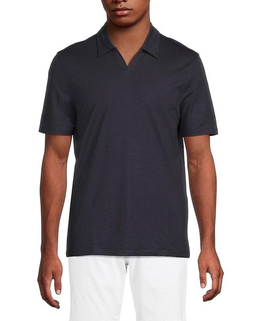 Kenneth Cole Blue Slub-Knit Stretch Polo Shirt for men