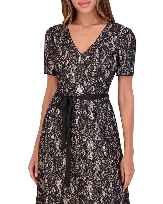 Kensie Black Lace A-Line Midi-Dress
