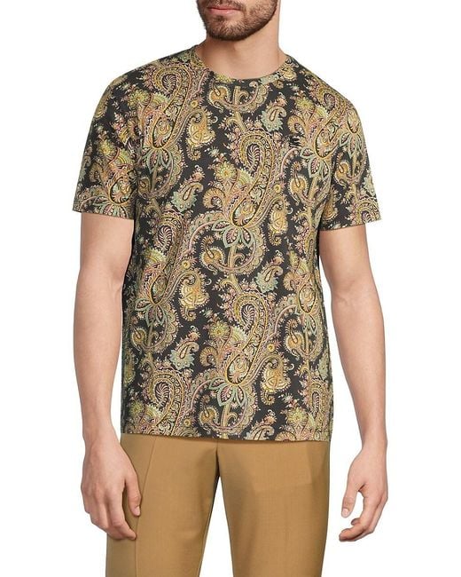 Etro Green Roma Paisley Cotton T-Shirt for men