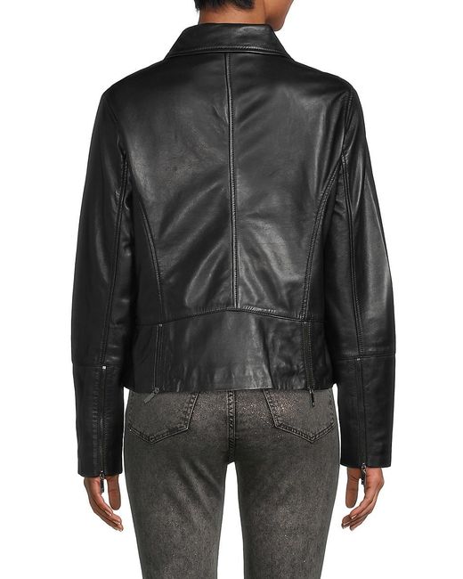 Ted Baker Lizia Leather Biker Jacket in Black | Lyst UK