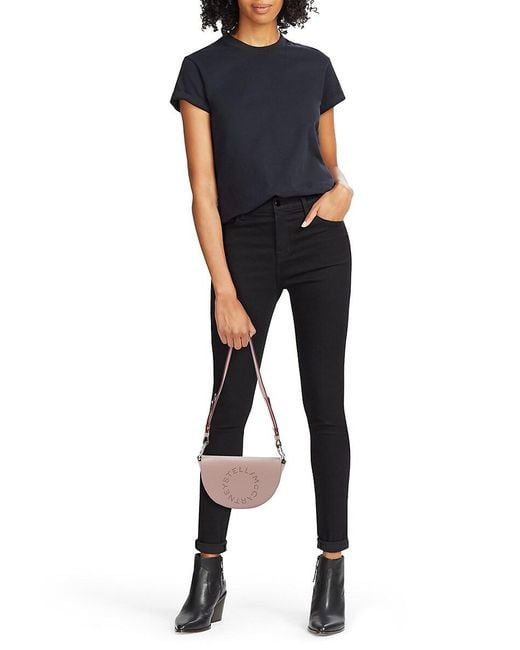 Stella McCartney Pink Logo Half Moon Vegan Leather Shoulder Bag