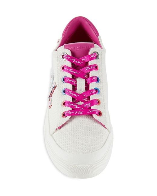 Karl Lagerfeld Pink Gida Embellished Logo Sneakers