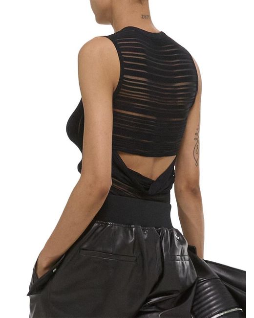 Helmut Lang Natural Ribbed Open-Back Tank