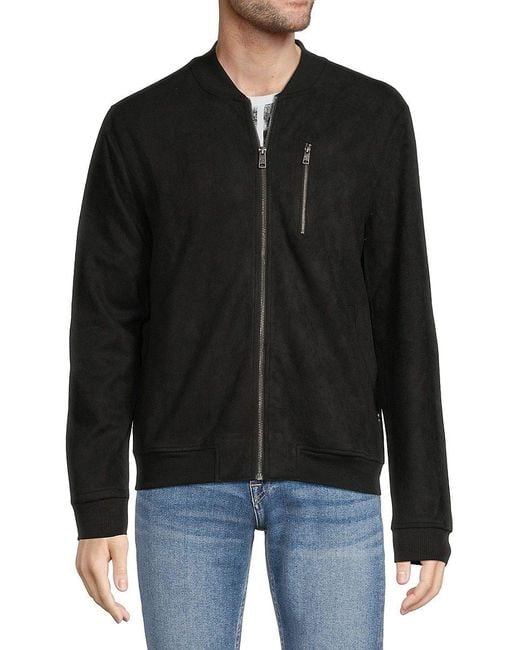 Ben Sherman Black Faux Suede Bomber Jacket for men