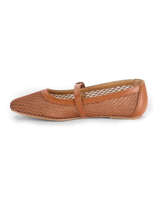 Saks Fifth Avenue White Brynn Leather & Mesh Flats