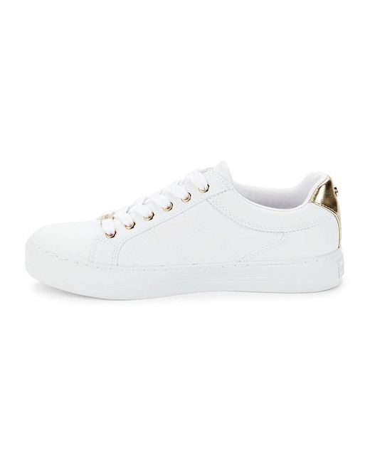 Nine West White Givens Quilted Platform Sneakers