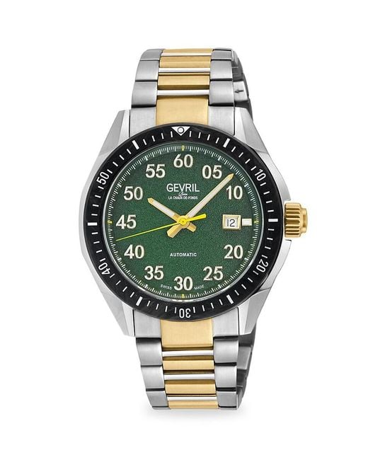 Gevril Metallic Ascari 42mm Two Tone Stainless Steel Automatic Watch for men