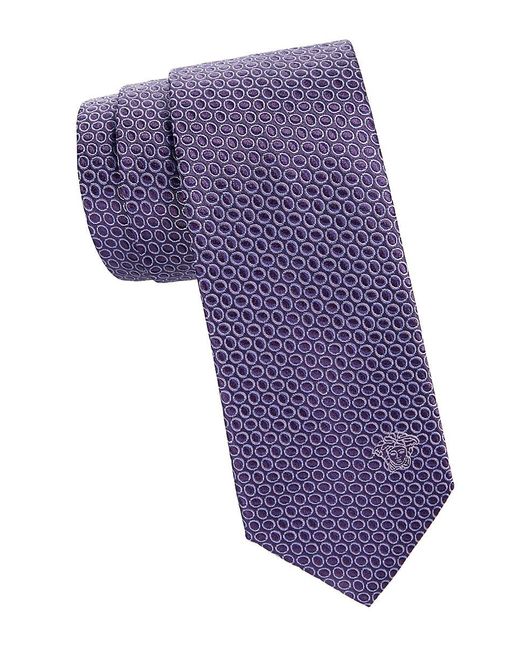 Versace Purple Circle Jacquard Silk Tie for men