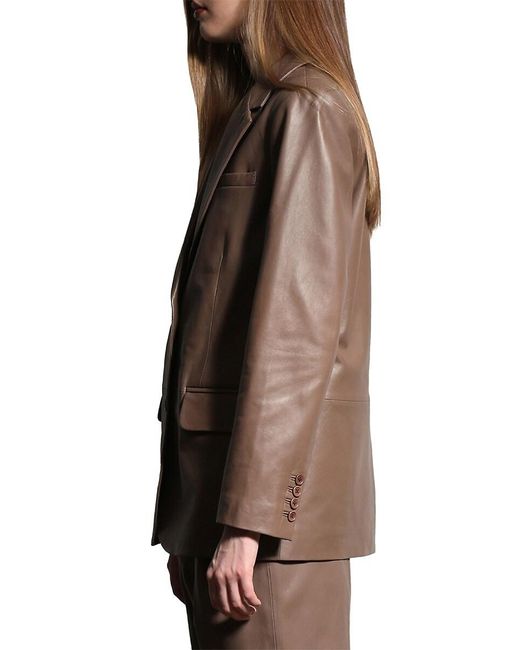 Walter Baker Brown Keeley Leather Longline Blazer