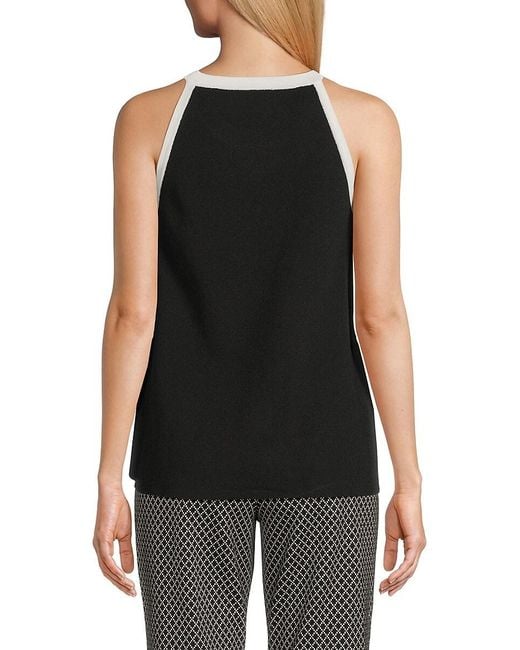 Tahari Black Knit A-Line Top