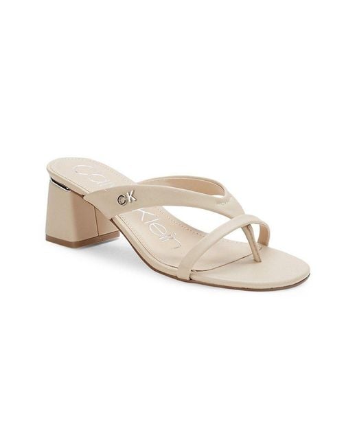Calvin Klein Kcumia Block Heel Thong Sandals in White Lyst