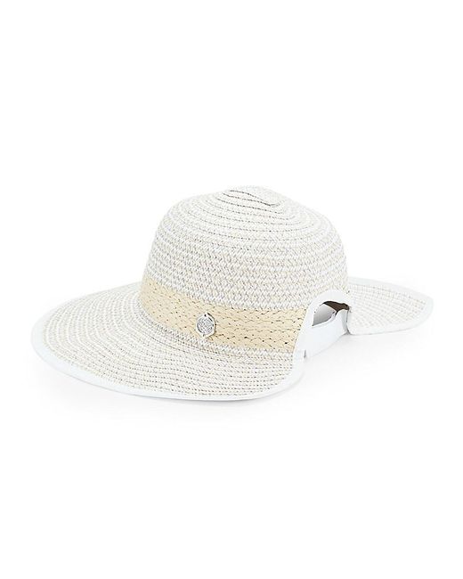 Vince Camuto White Braided Trim Sun Hat