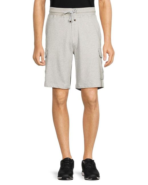 Brunello Cucinelli Gray Heathered Linen Blend Flat Front Shorts for men
