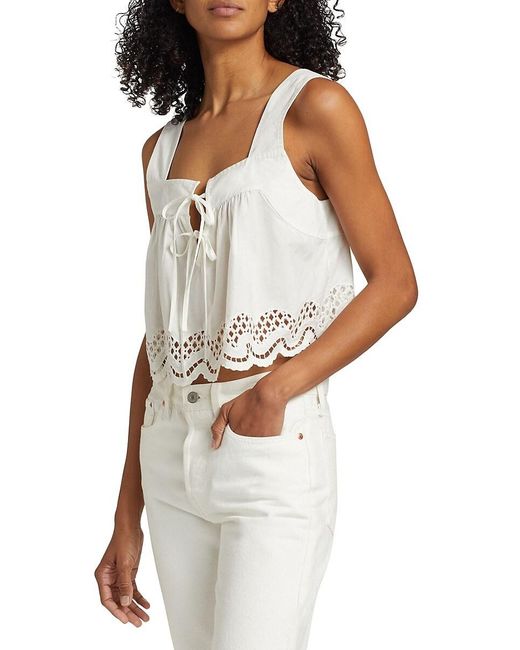 Rails White Blythe Cotton Lace Crop Top