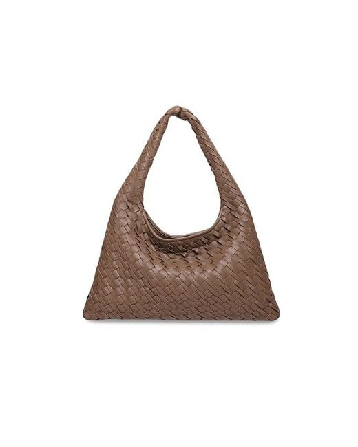 Walter Baker Brown Mini Haven Croc Embossed Leather Hobo Bag