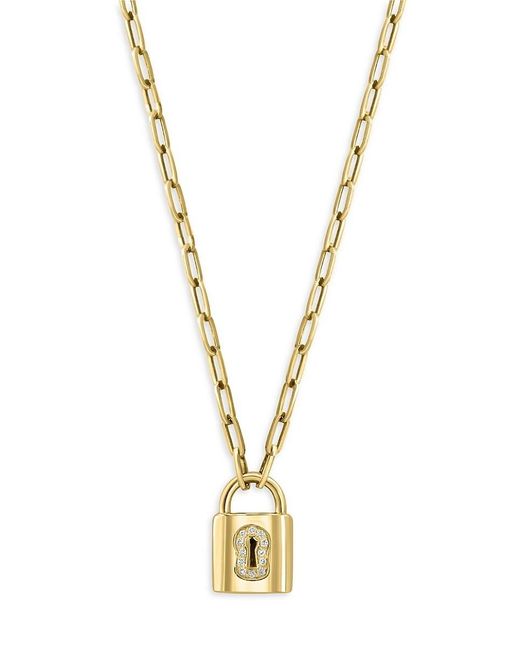 Effy Metallic 14k Yellow Gold & 0.05 Tcw Diamond Lock Pendant Necklace
