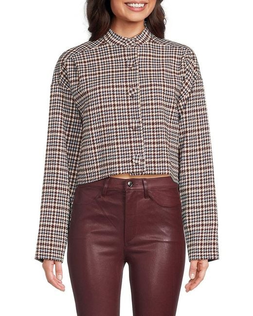 Rebecca Taylor Red Houndstooth Wool Blend Jacket