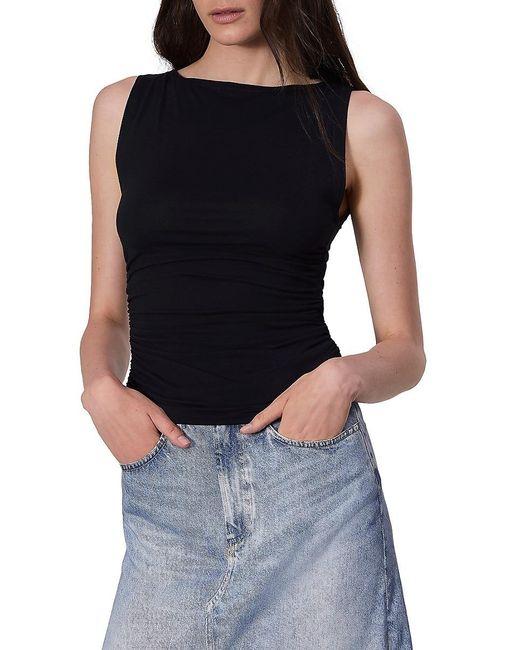 Rag & Bone Black Luca Ruched Sleeveless Tank