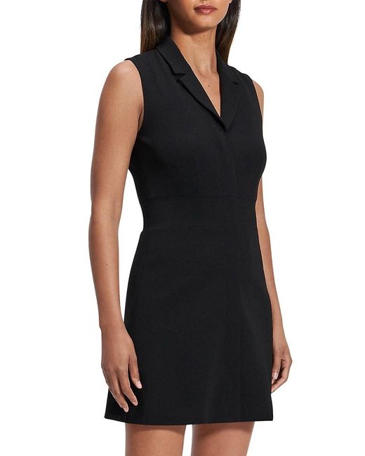Theory Black Front-Zip Minidress
