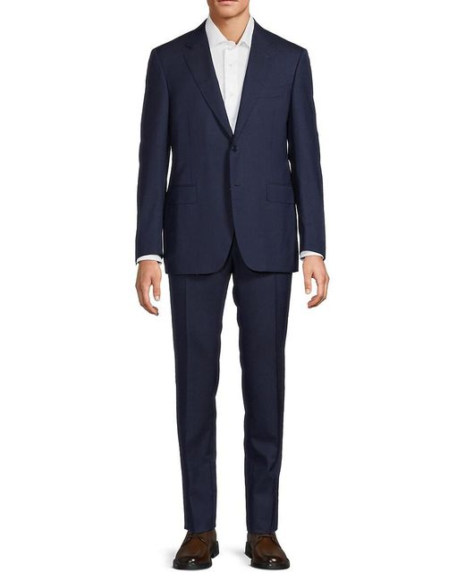 Canali Blue Notch Lapel Wool Suit for men