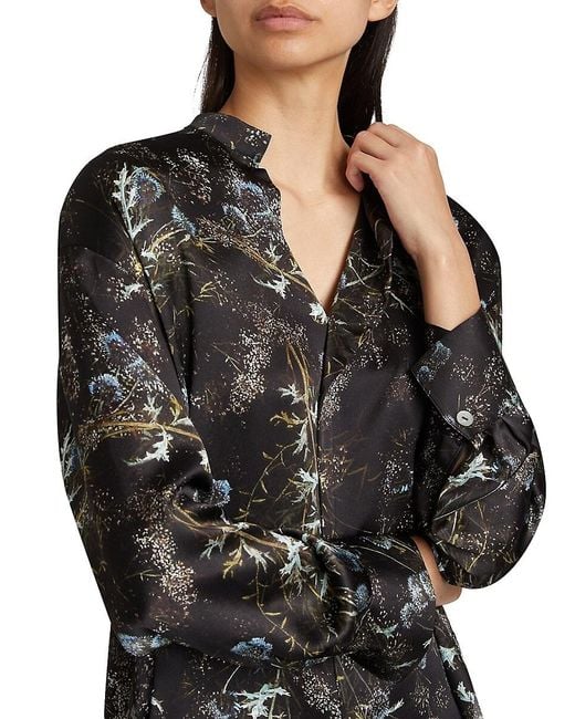 Vince Black Thistle Draped Collar Blouse