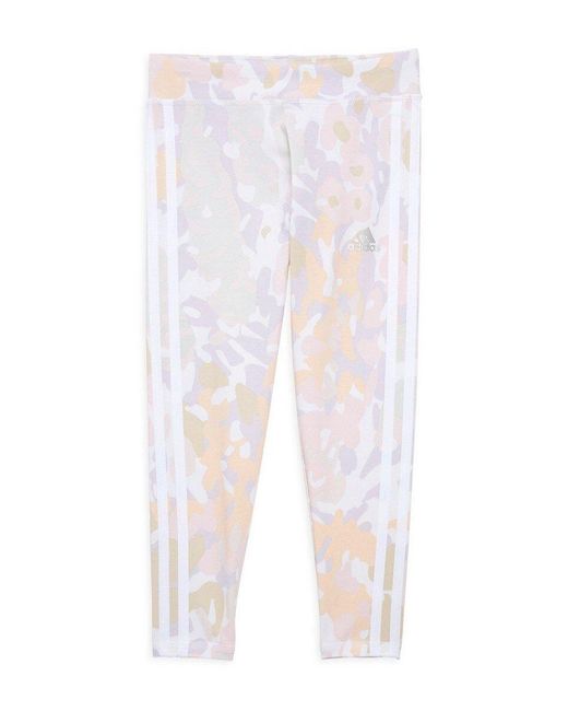 adidas Girl's Garden Floral Stripes leggings in White | Lyst
