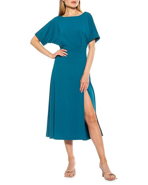 pleated boatneck velvet midi dress alexia admor