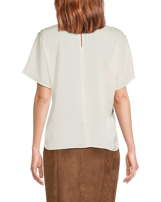 Calvin Klein White Striped Keyhole Top