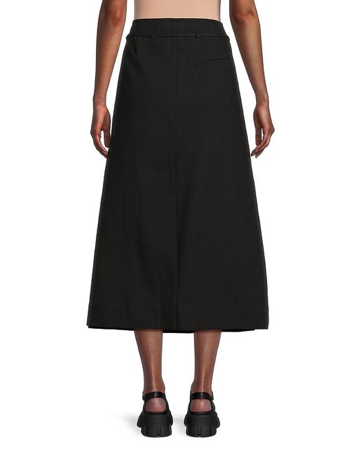 Ganni Black Belted Midi Skirt