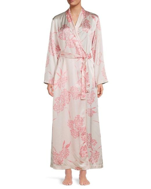 La Perla Floral Print Silk Robe in Pink Lyst