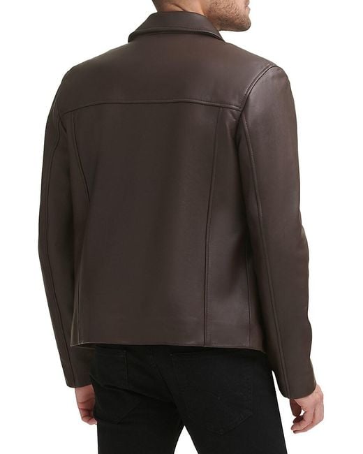 Cole Haan Black Smooth Lamb Leather Jacket for men