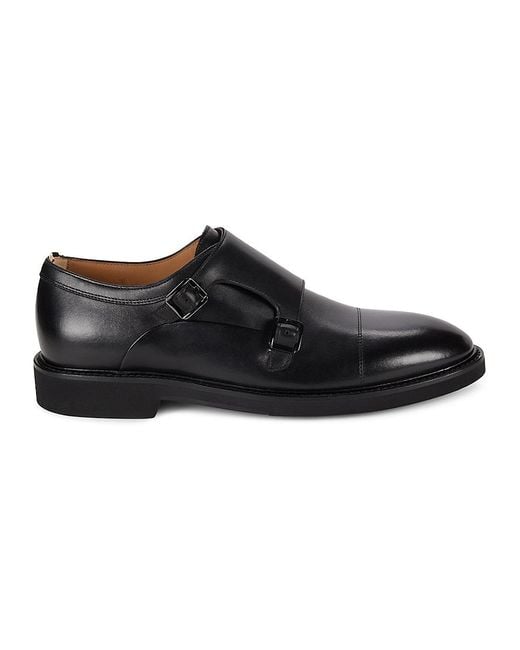 Boss Black Jerrad Leather Double Monk Strap Shoes for men