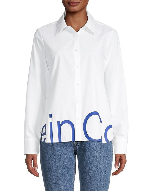 Calvin Klein Logo-graphic Button-front Shirt in White | Lyst Canada