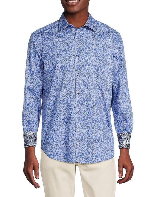 Robert Graham Blue Beech Paisley Sport Shirt for men