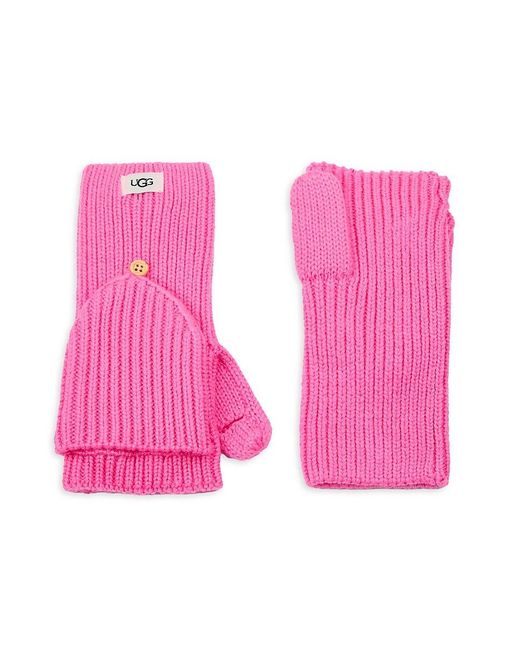 Ugg Pink Flip-Top Fingerless Gloves