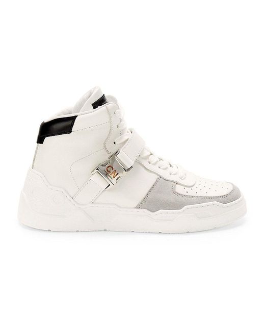 CoSTUME NATIONAL Perforated Leather High Top Sneakers in White | Lyst