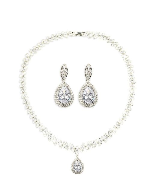 Eye Candy LA White 2-piece The Luxe May Silvertone & Cubic Zirconia Necklace & Earrings Set
