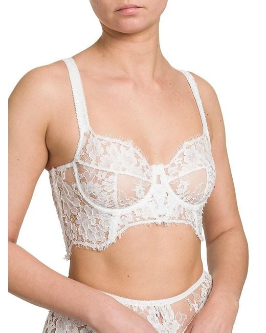 Dolce & Gabbana White Lace Longline Bra