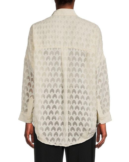 French Connection White Geometric Burnout Popover Shirt