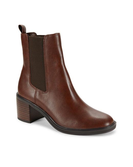 Saks Fifth Avenue Brown Chloe 55mm Stacked Heel Ankle Boots