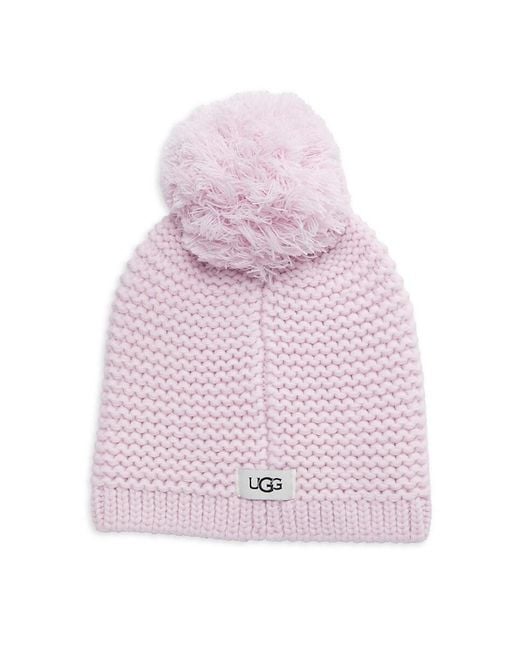 Ugg White Chunky Knit Pom Pom Beanie