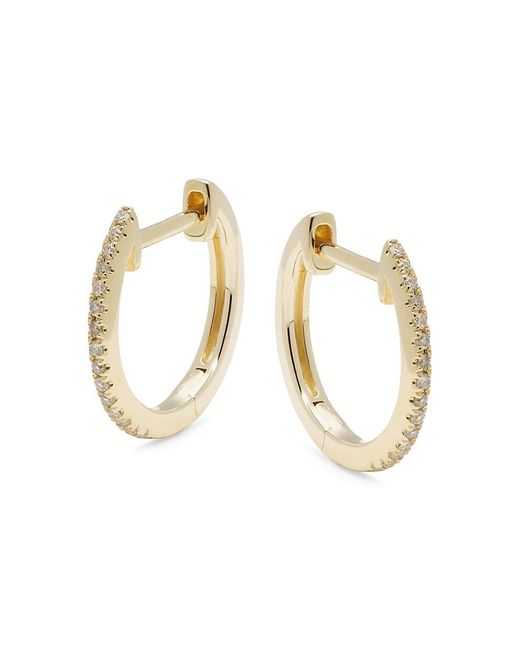Saks Fifth Avenue Metallic 14K, 0.09 Tcw Diamond Huggie Hoop Earrings
