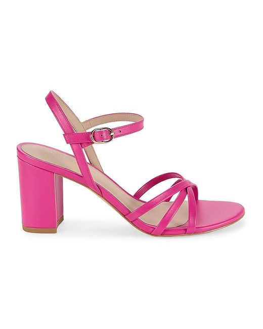 Stuart Weitzman Pink Starla Leather Block Heel Sandals