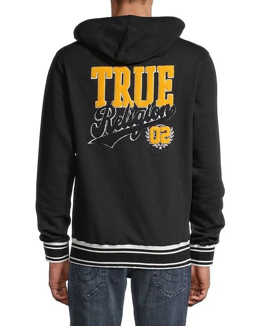 True Religion Collegiate Logo Hoodie in Grey for Men | Lyst UK