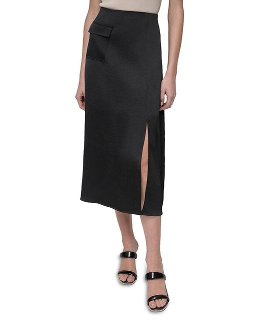 DKNY Black Side-Slit Cargo Midi Skirt